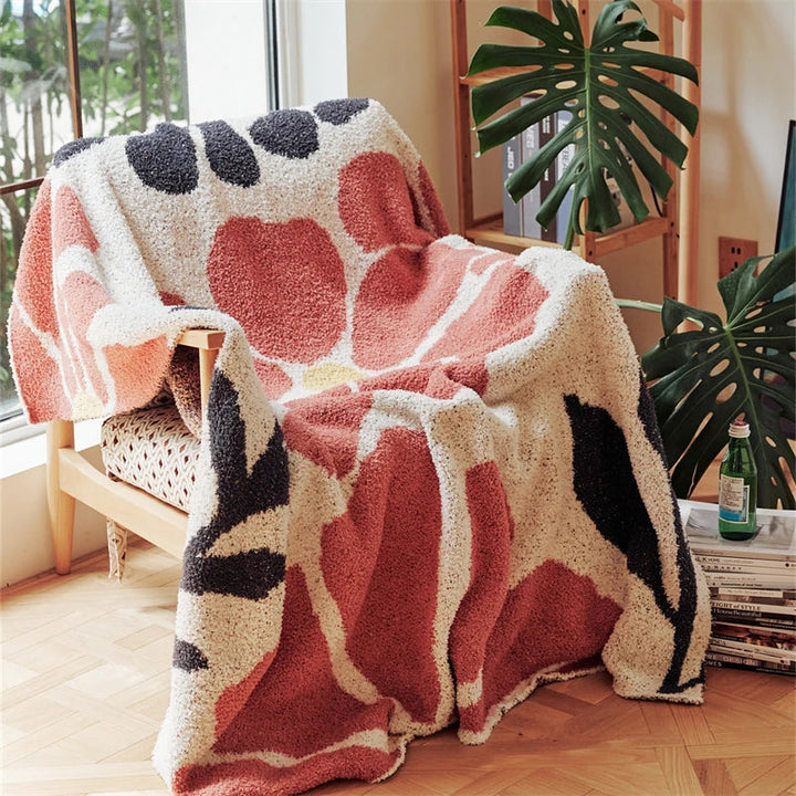 Cosycombe™ Boho Floral Leaf Knitted Throw in Anti-Pilling Microfibre