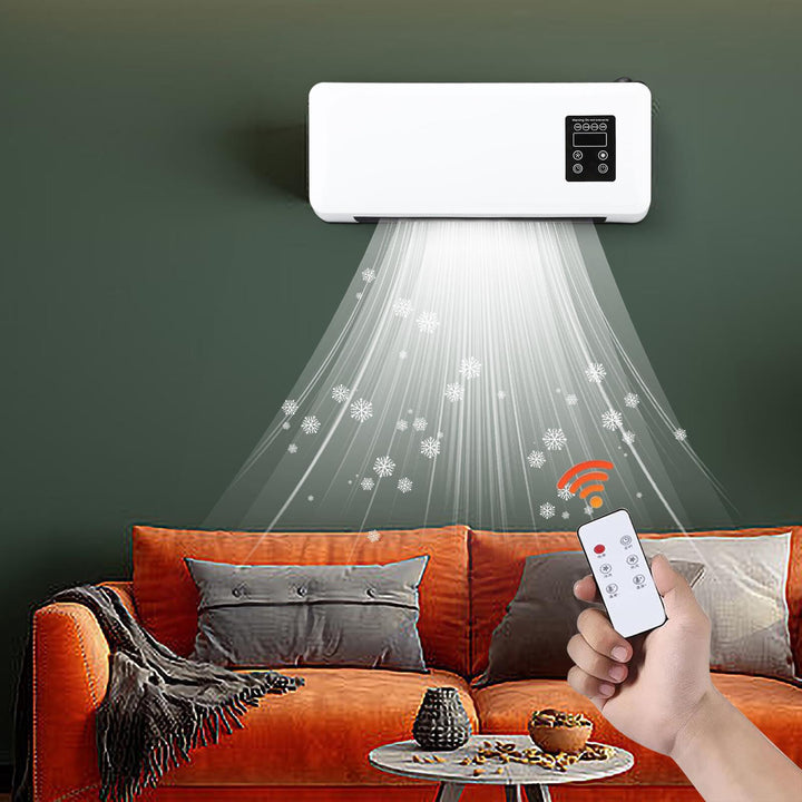 white wall-mounted fan heater with towel rail
