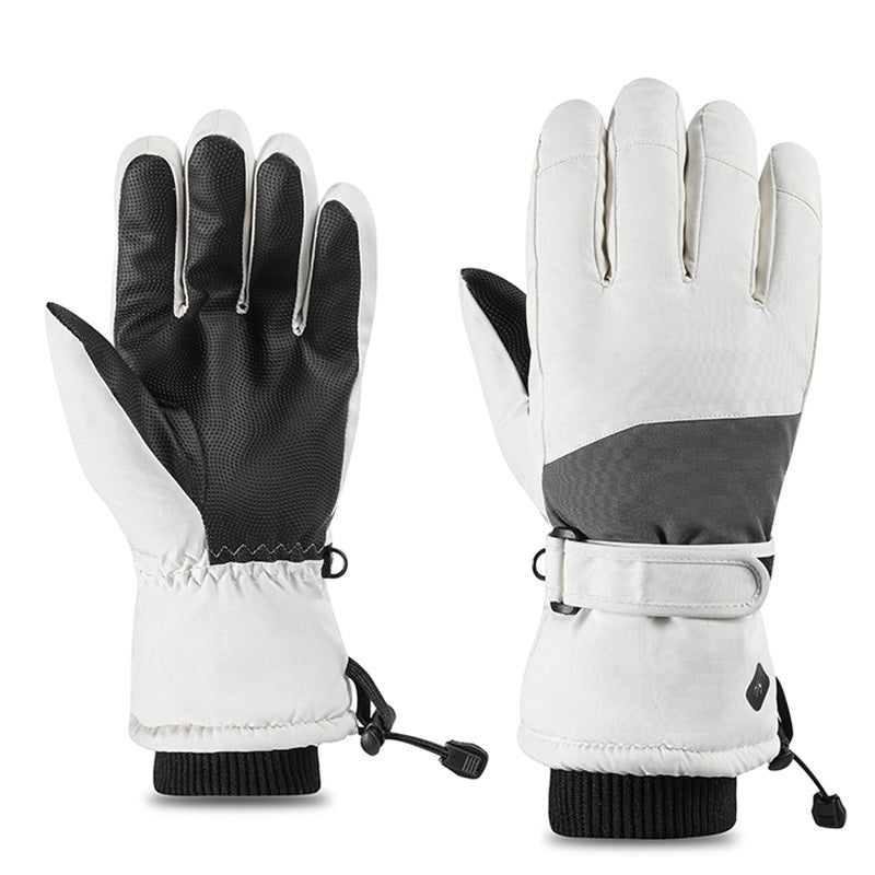 Black ski gloves with touchscreen fingers