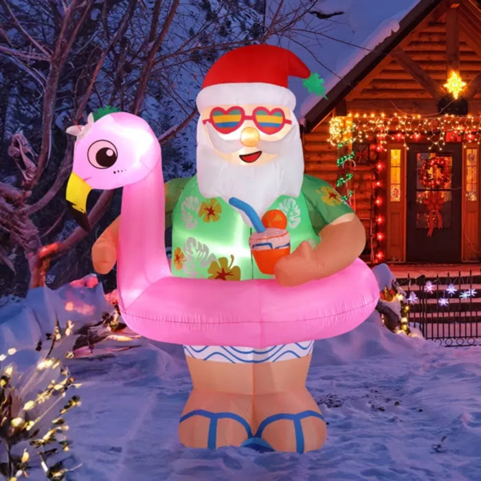 Cosycombe Inflatable Tropical Santa in Flamingo Float, 180cm