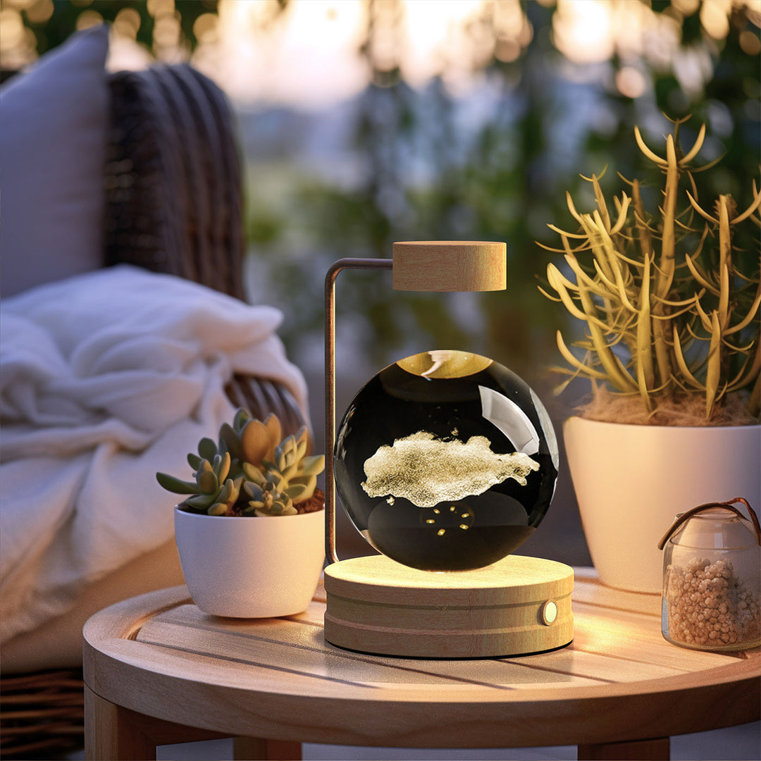 3D Crystal Ball Night Light – Warm Bedside Lamp