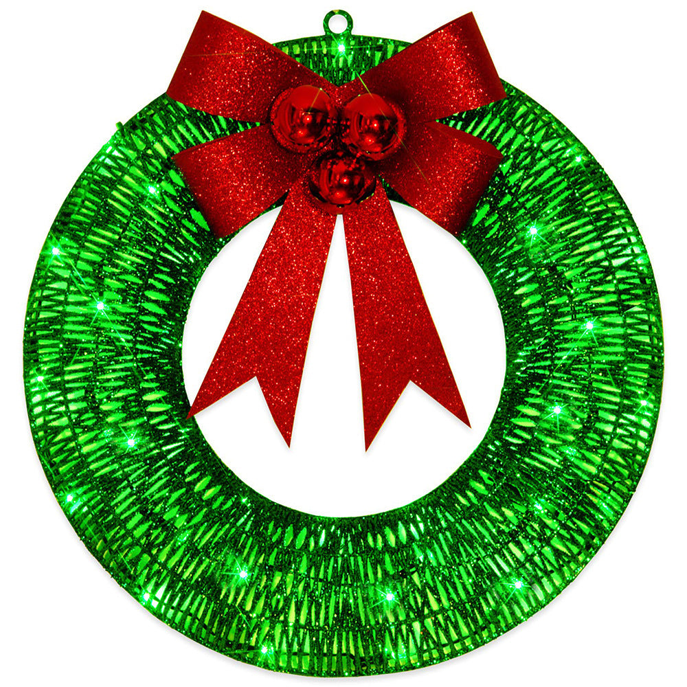 Light-Up Christmas Wreath – 50cm with LED Lights and Big Bow