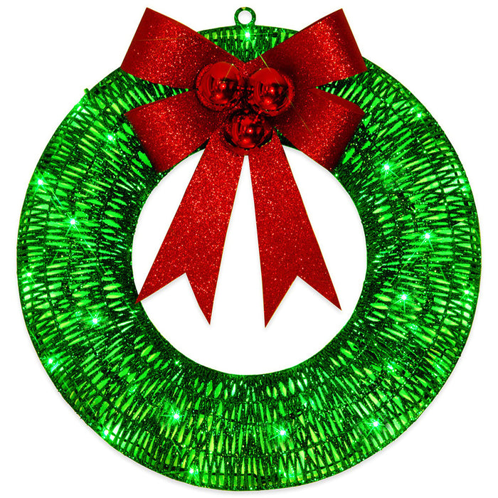 Cosycombe 50 cm light-up Christmas wreath with big red bow