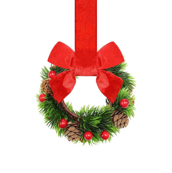 Small Christmas wreath with red ribbon bow