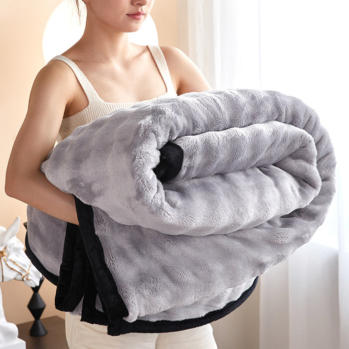 Cosycombe Bubble Faux Rabbit Fur Blanket with Black Trim