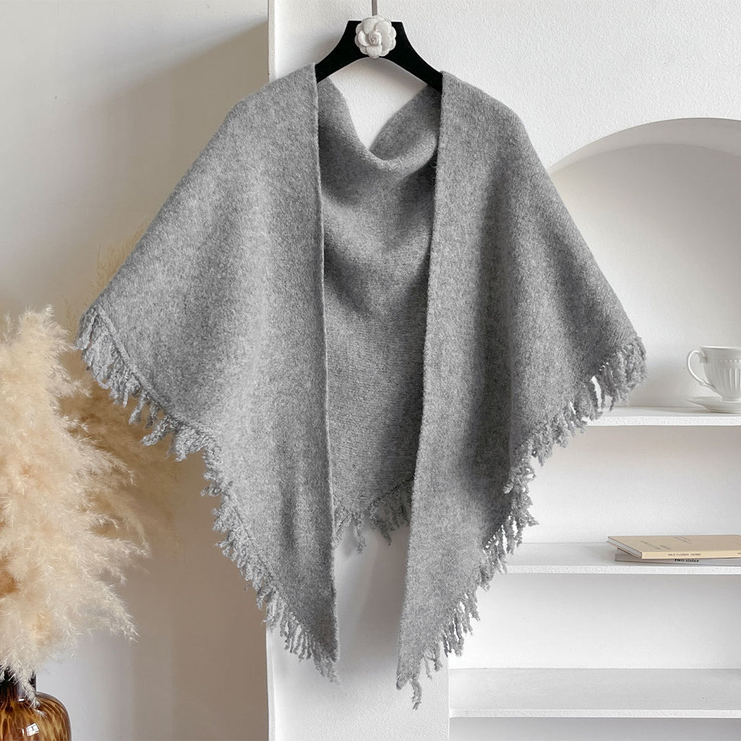 Blush beige fringed knit scarf