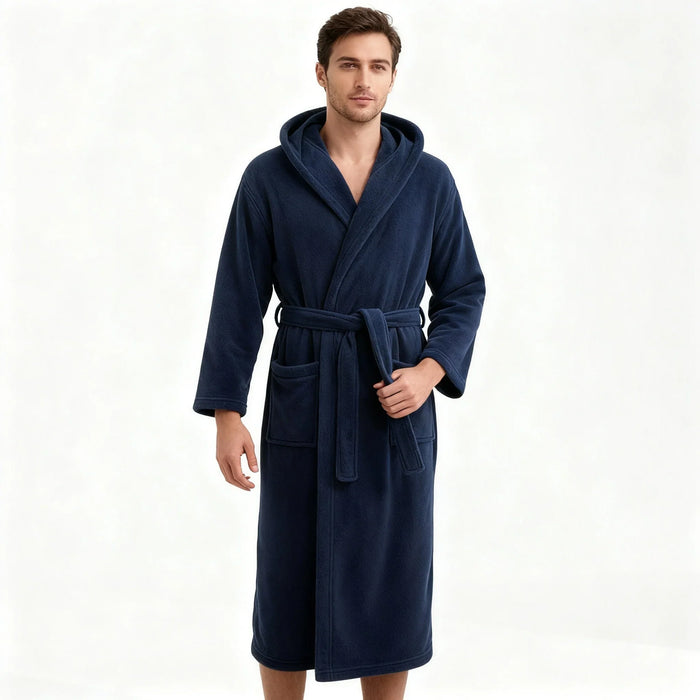 Cosycombe™ Men's Long Hooded Dressing Gown in Quick-Drying Plush