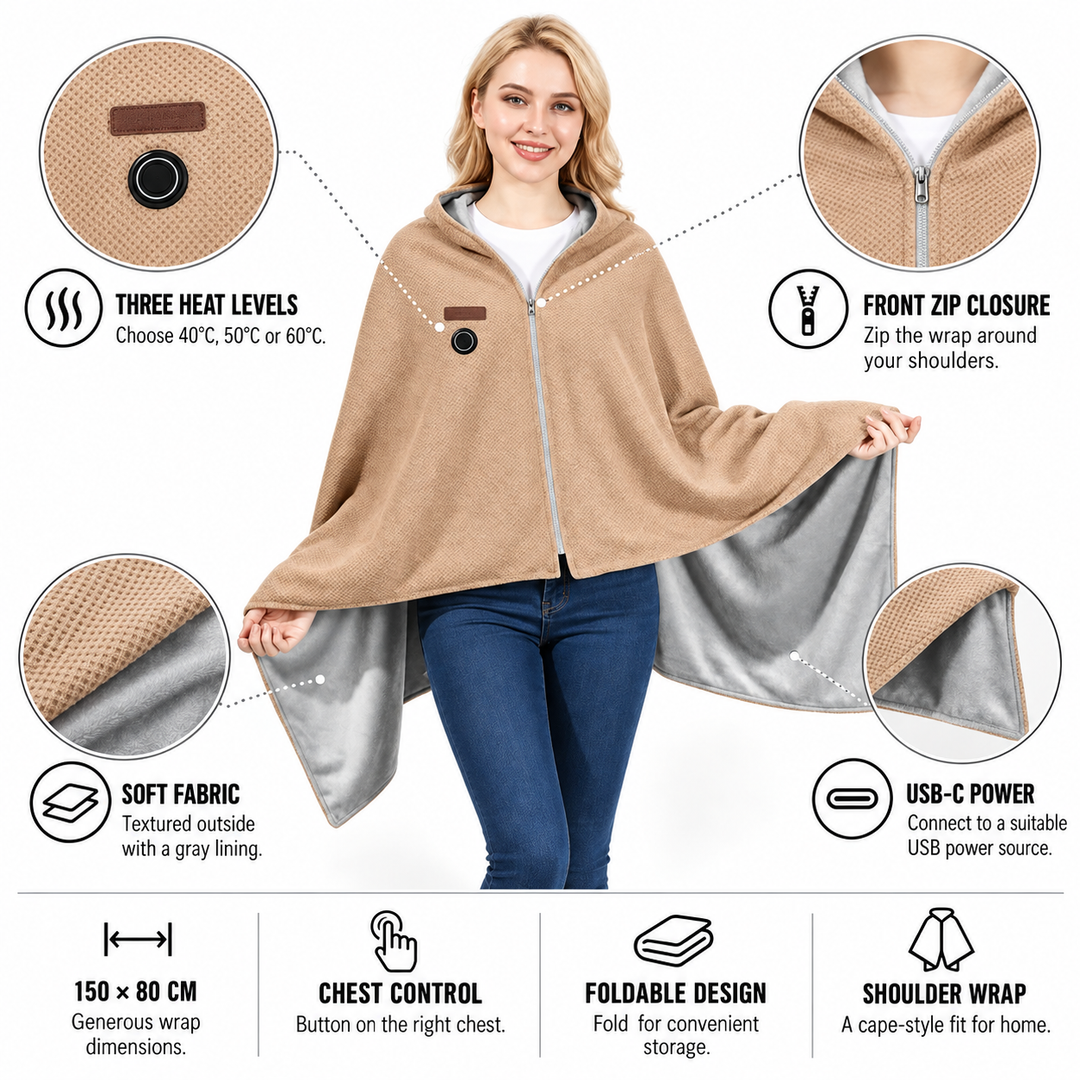 Cosycombe™ USB-C Heated Blanket with Zip and 8 Heat Zones