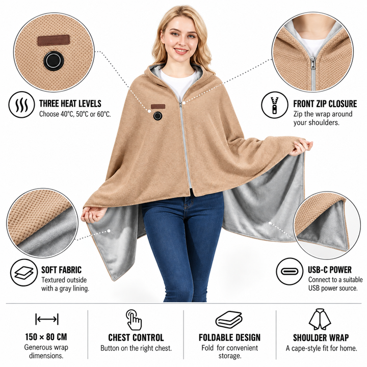 Cosycombe™ USB-C Heated Blanket with Zip and 8 Heat Zones