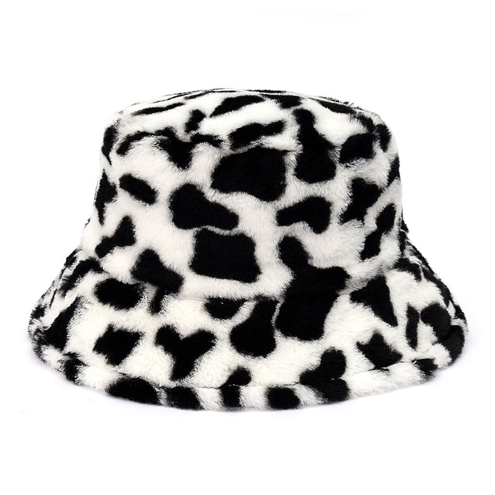 Cosycombe Fluffy Faux Fur Bucket Hat in Bold Prints