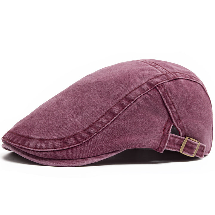Navy washed denim flat cap