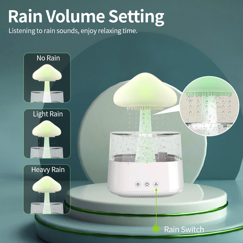 2 In 1 Rain Cloud Desk Humidifier With Mushroom Night Light