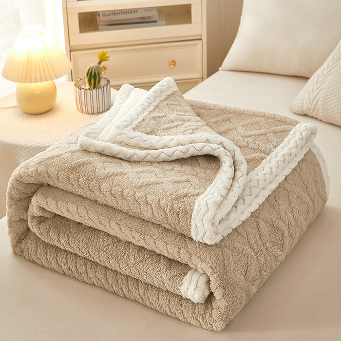 Cosycombe Double-Layer Coral Fleece Blanket with Sherpa Reverse