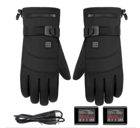 Pair of black heated touchscreen gloves