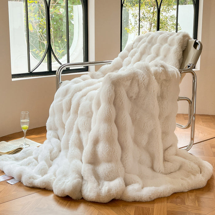 Cosycombe Thick Bubble Faux Fur Throw Blanket for Sofa or Bed
