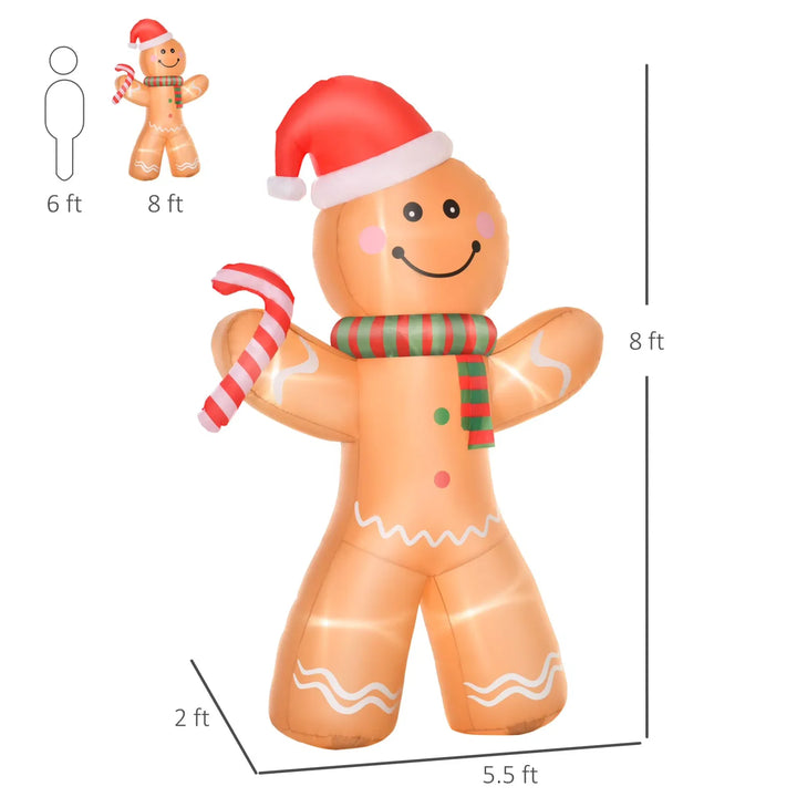 Inflatable gingerbread man with candy cane