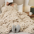 Cosycombe™ Chunky Knit Chenille Throw, Hand-Knotted and Plush