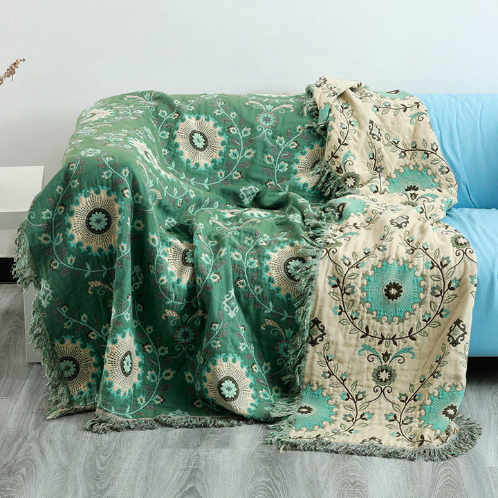 Cosycombe™ Reversible Cotton Sofa Throw That Doubles as a Bedspread