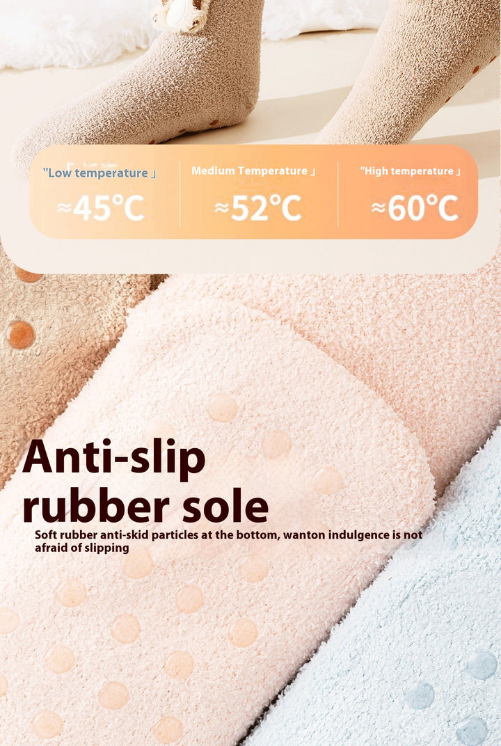 Fleece-lined heated socks with duck design
