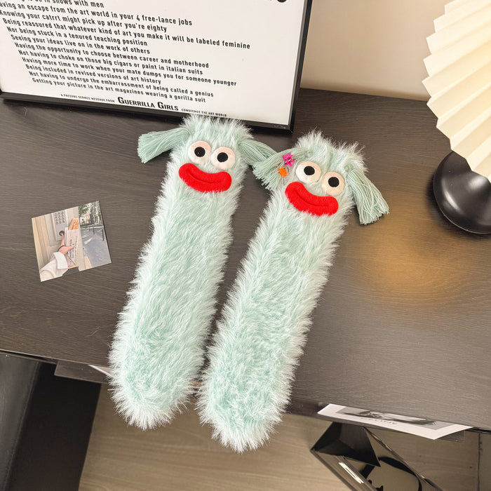 Cosycombe Fluffy Monster Face Socks with Googly Eyes