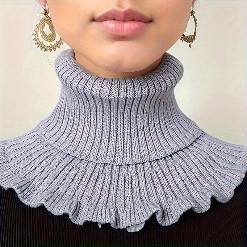 Cosycombe™ Knitted Turtleneck Neck Scarf with Ruffled Edge for Women