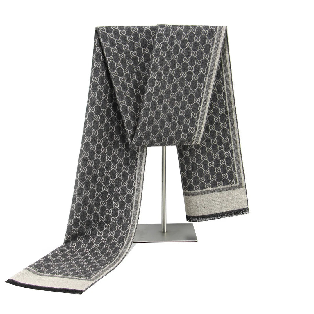 Cosycombe™ Cashmere-Feel Winter Scarf with Letter Print and Fringed Edges