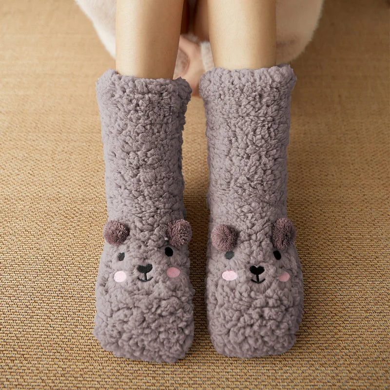 Cosycombe™ Cute Bear Fleece Socks with Non-Slip Grip