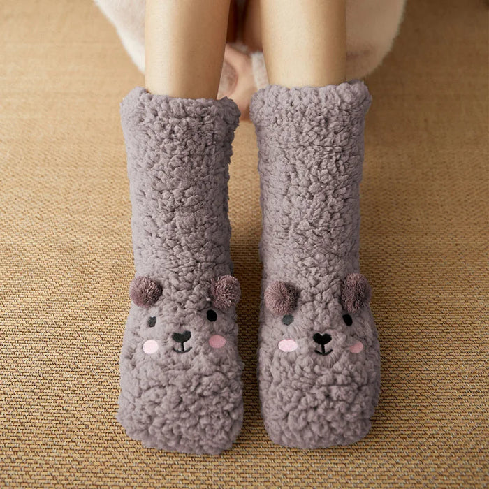 Cosycombe™ Cute Bear Fleece Socks with Non-Slip Grip
