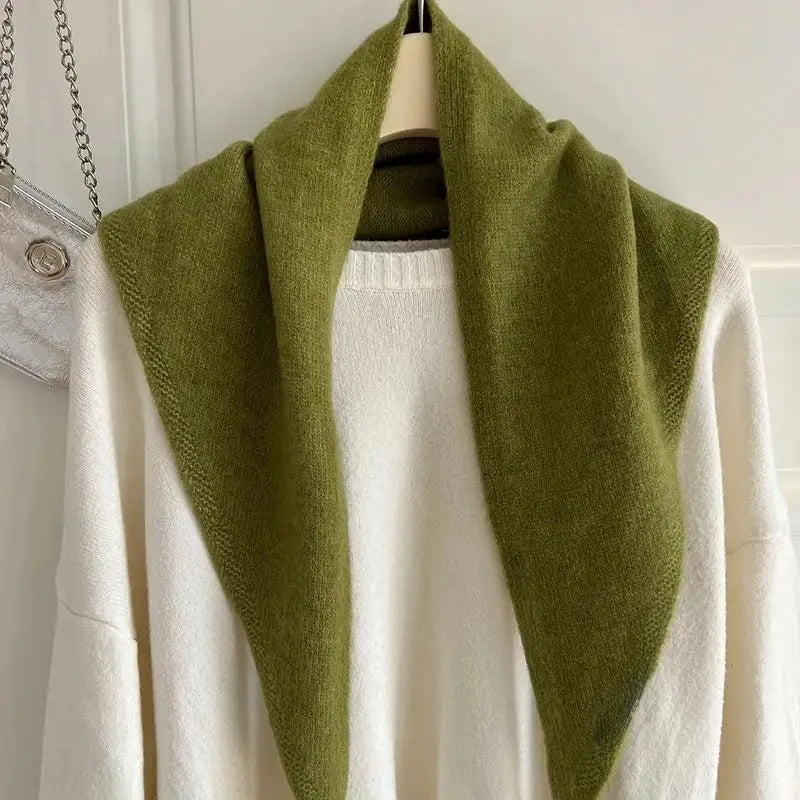 Cosycombe™ Korean-Style Triangle Knitted Scarf – Soft Winter Wrap for Women