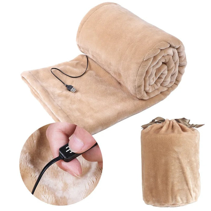Cosycombe™ Plush Fleece USB Heated Blanket with Storage Bag
