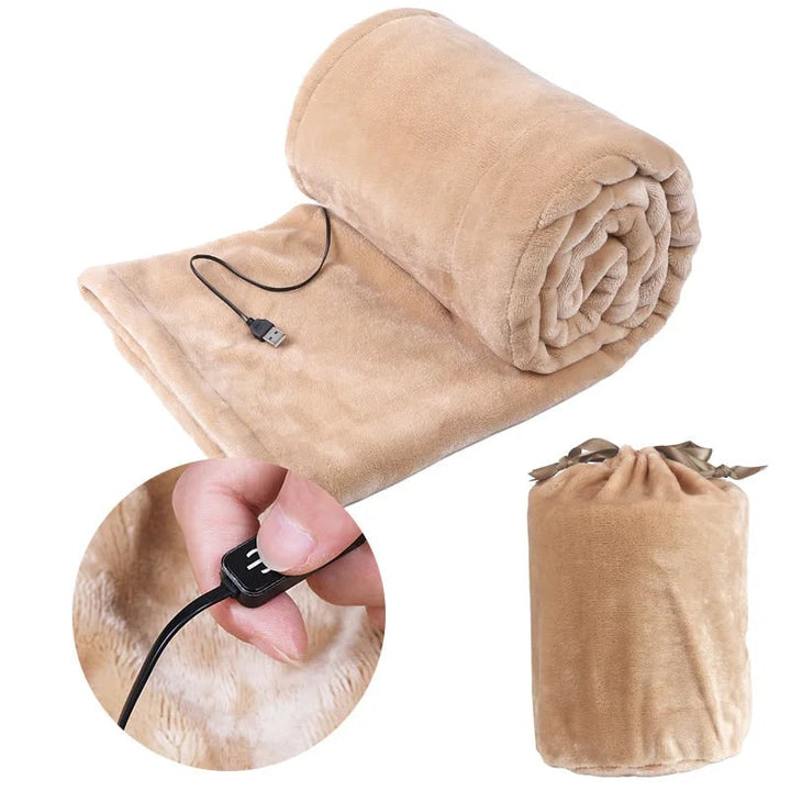 Cosycombe™ Plush Fleece USB Heated Blanket with Storage Bag