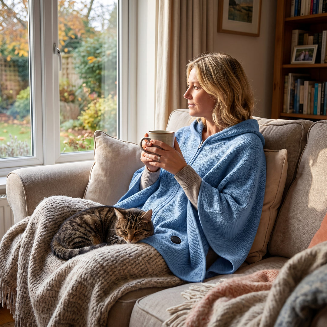 Cosycombe™ Hooded Heated Wearable Blanket with Zip and 3 Heat Settings