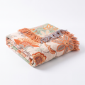 Cosycombe™ Boho Floral Cotton Throw with Fringe in Orange and Blue