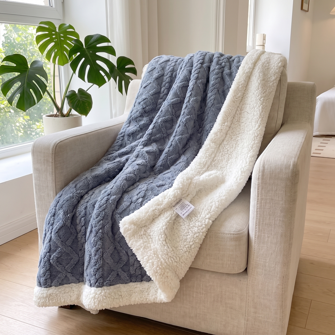 Cosycombe™ Reversible Brushed Sherpa Blanket – Heavy, Warm and Soft