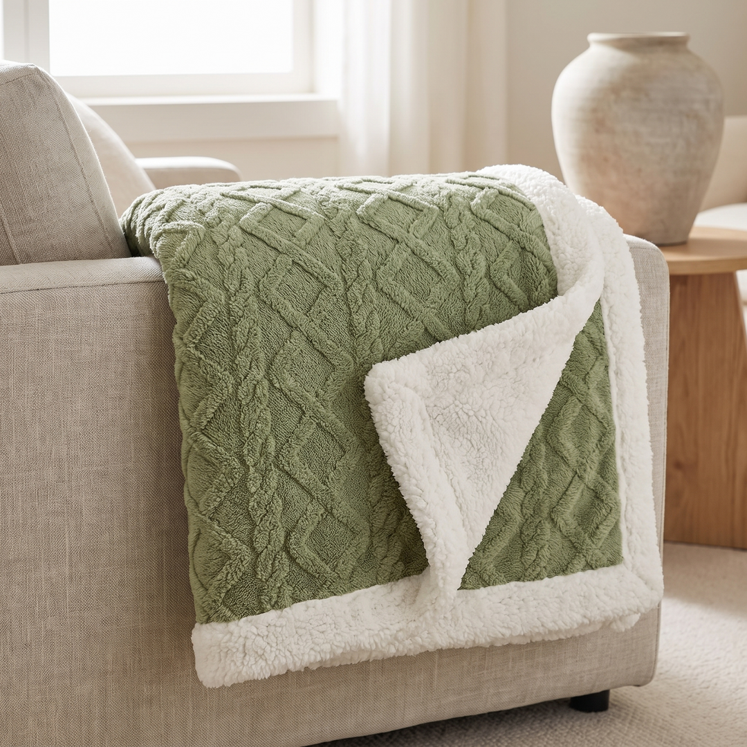 Cosycombe™ Reversible Brushed Sherpa Blanket – Heavy, Warm and Soft
