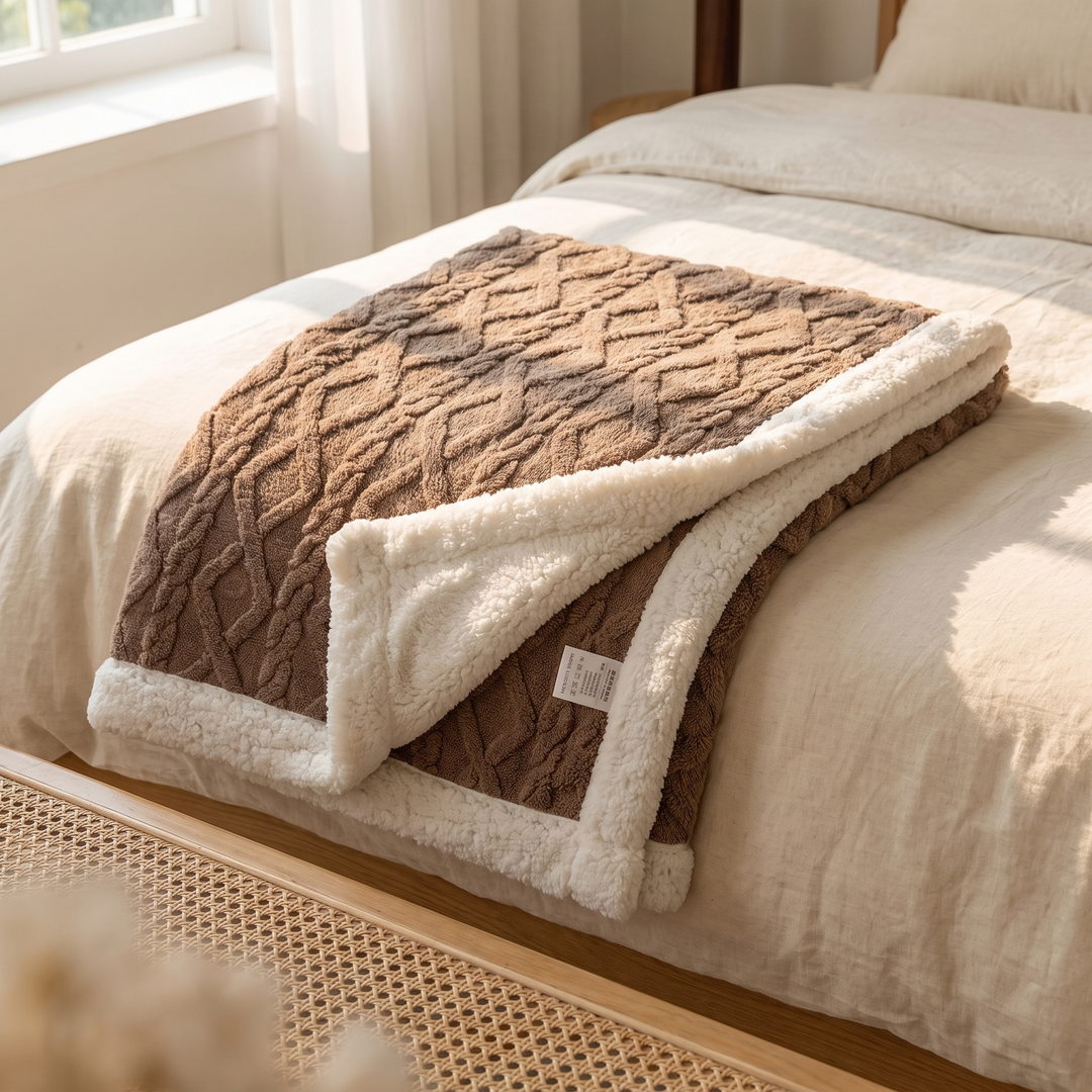 Cosycombe™ Reversible Brushed Sherpa Blanket – Heavy, Warm and Soft
