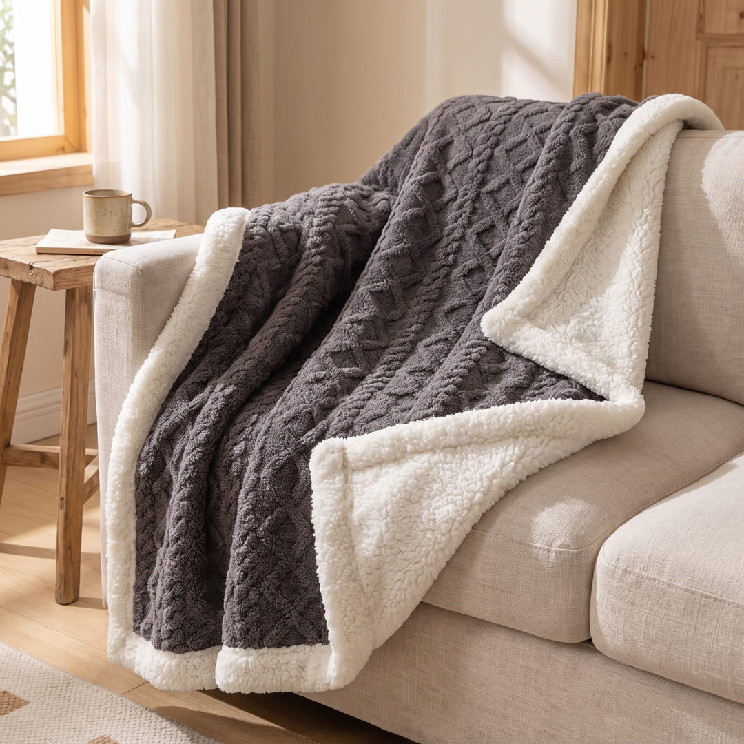Cosycombe™ Reversible Brushed Sherpa Blanket – Heavy, Warm and Soft
