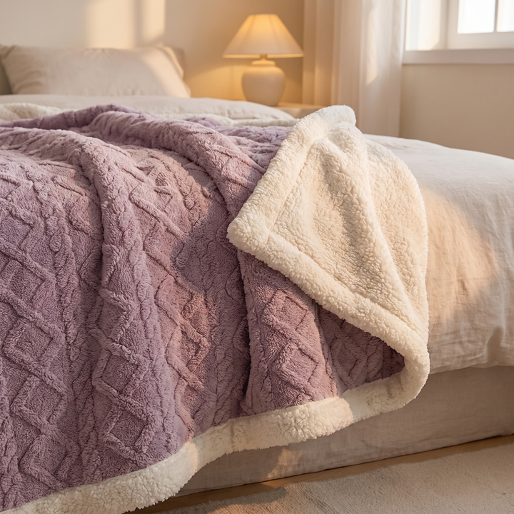 Cosycombe™ Reversible Brushed Sherpa Blanket – Heavy, Warm and Soft