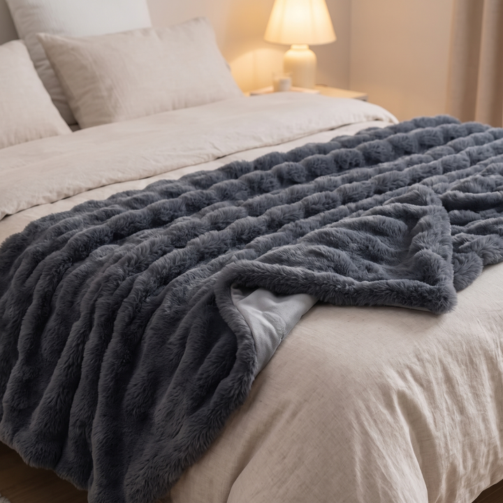 Cosycombe™ Double-Lined Faux Rabbit Fur Throw with Real Weight