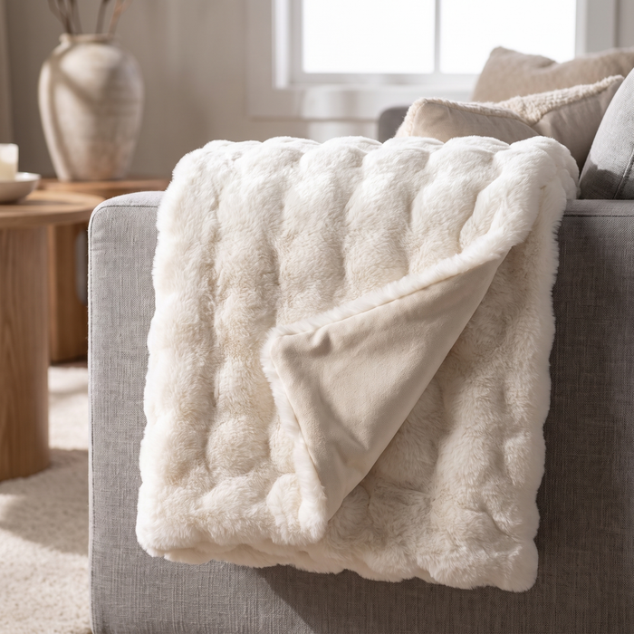 Cosycombe™ Double-Lined Faux Rabbit Fur Throw with Real Weight