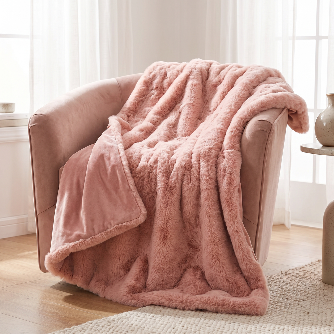 Cosycombe™ Double-Lined Faux Rabbit Fur Throw with Real Weight