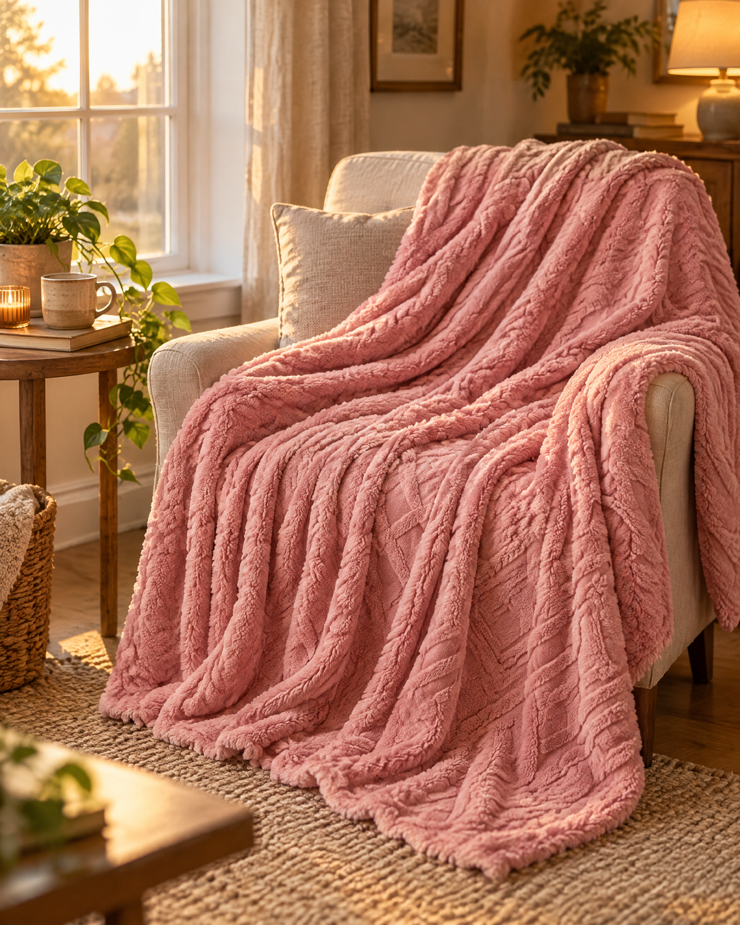 Cosycombe™ Fluffy Flannel Fleece Throw with Stitched Texture