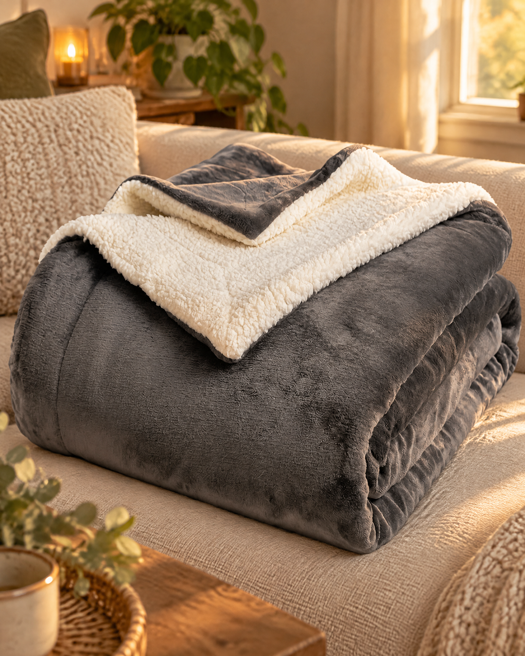 Cosycombe™ Reversible Sherpa Fleece Throw – Plush Both Sides