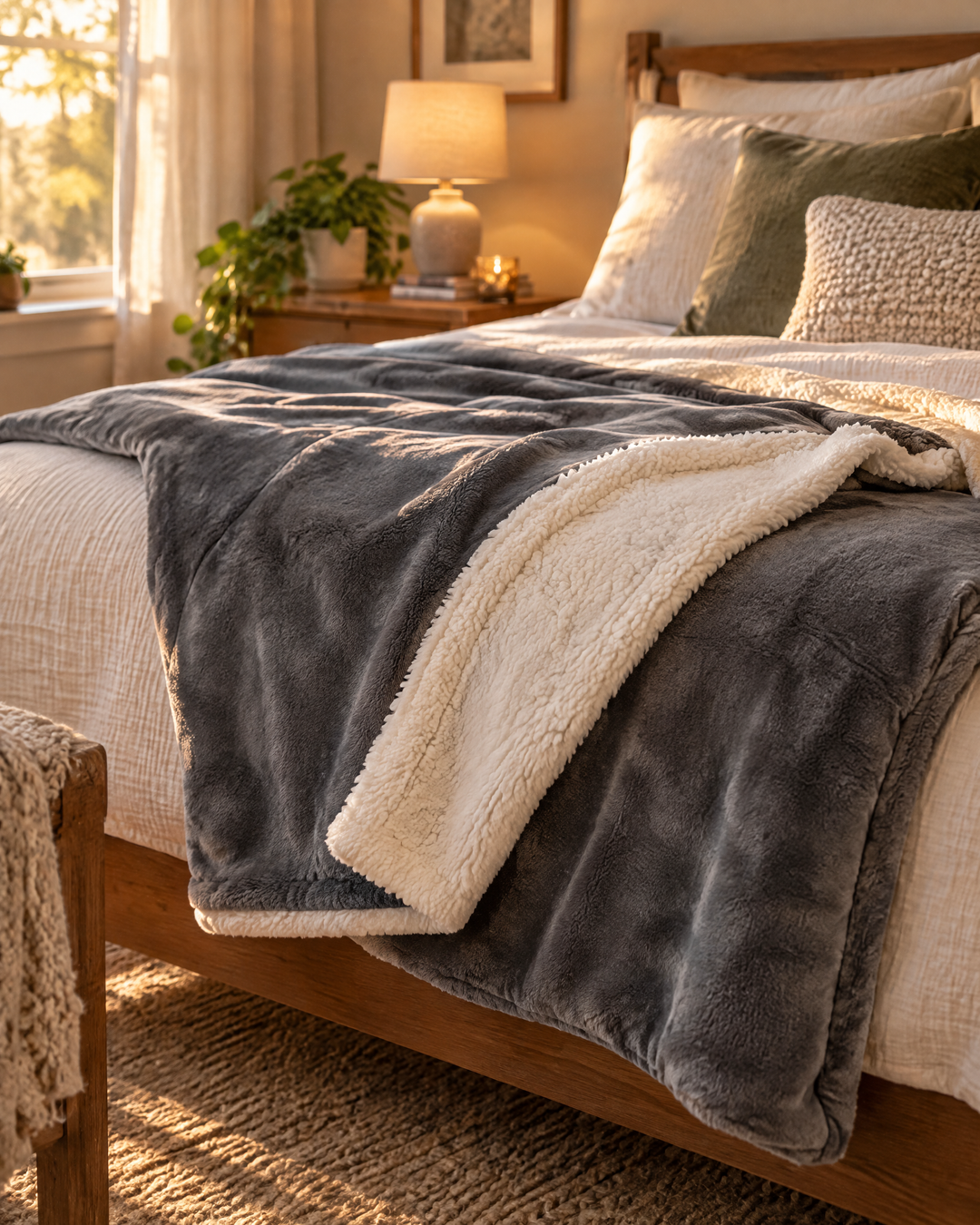 Cosycombe™ Reversible Sherpa Fleece Throw – Plush Both Sides