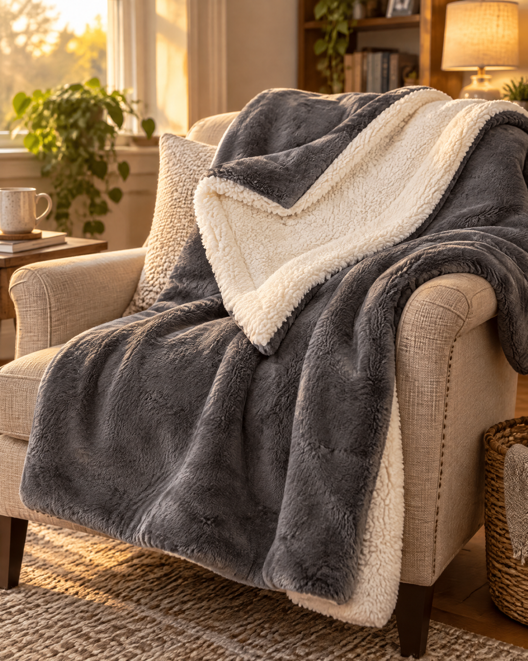 Cosycombe™ Reversible Sherpa Fleece Throw – Plush Both Sides