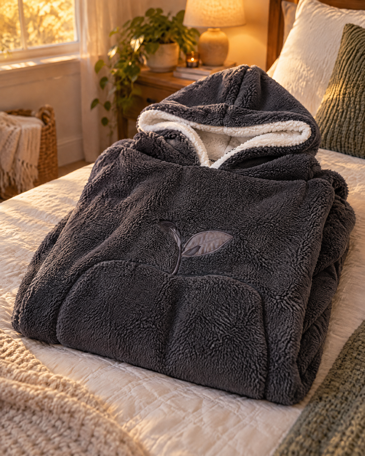 Cosycombe™ Extra-Long Sherpa Hoodie Blanket with Sleeves and Big Pocket