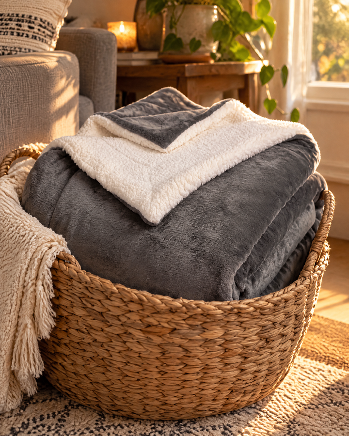 Cosycombe™ Reversible Sherpa Fleece Throw – Plush Both Sides
