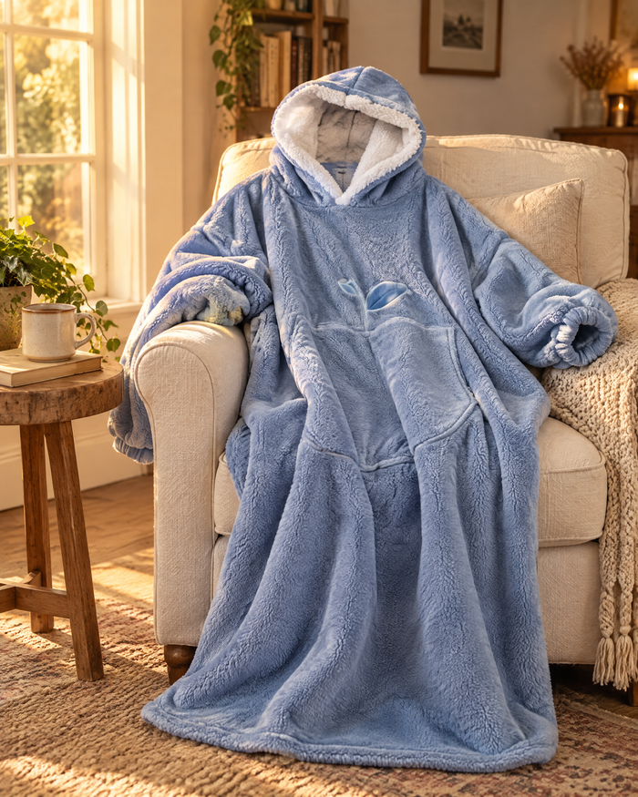Cosycombe™ Extra-Long Sherpa Hoodie Blanket with Sleeves and Big Pocket