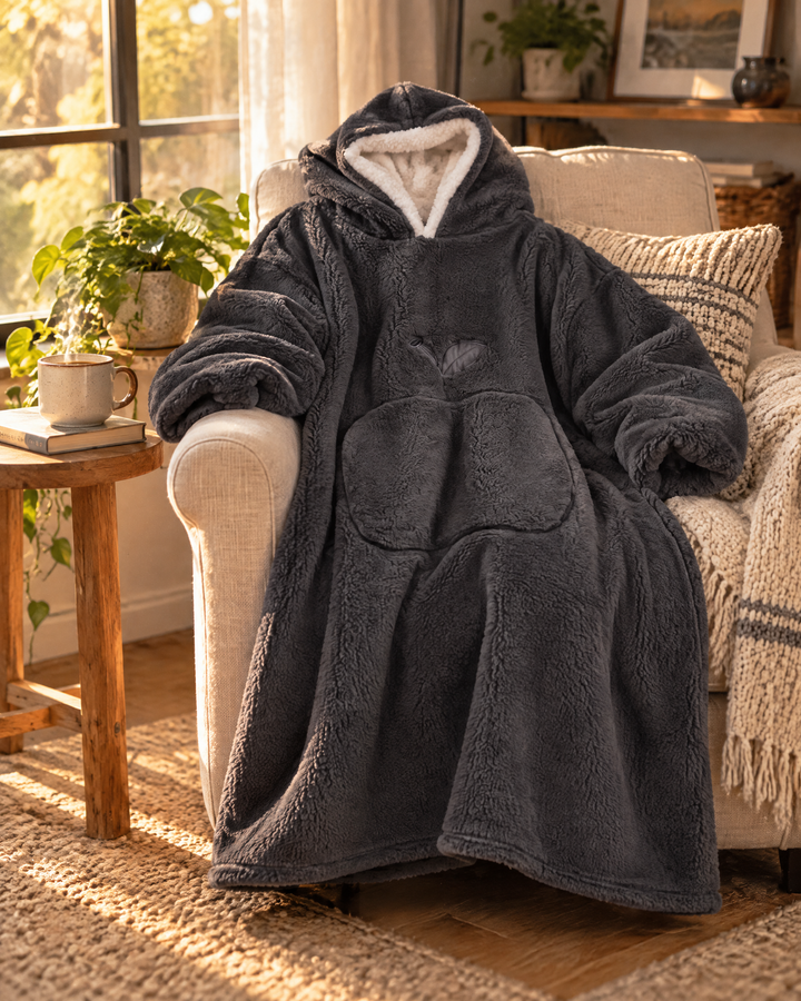 Cosycombe™ Extra-Long Sherpa Hoodie Blanket with Sleeves and Big Pocket