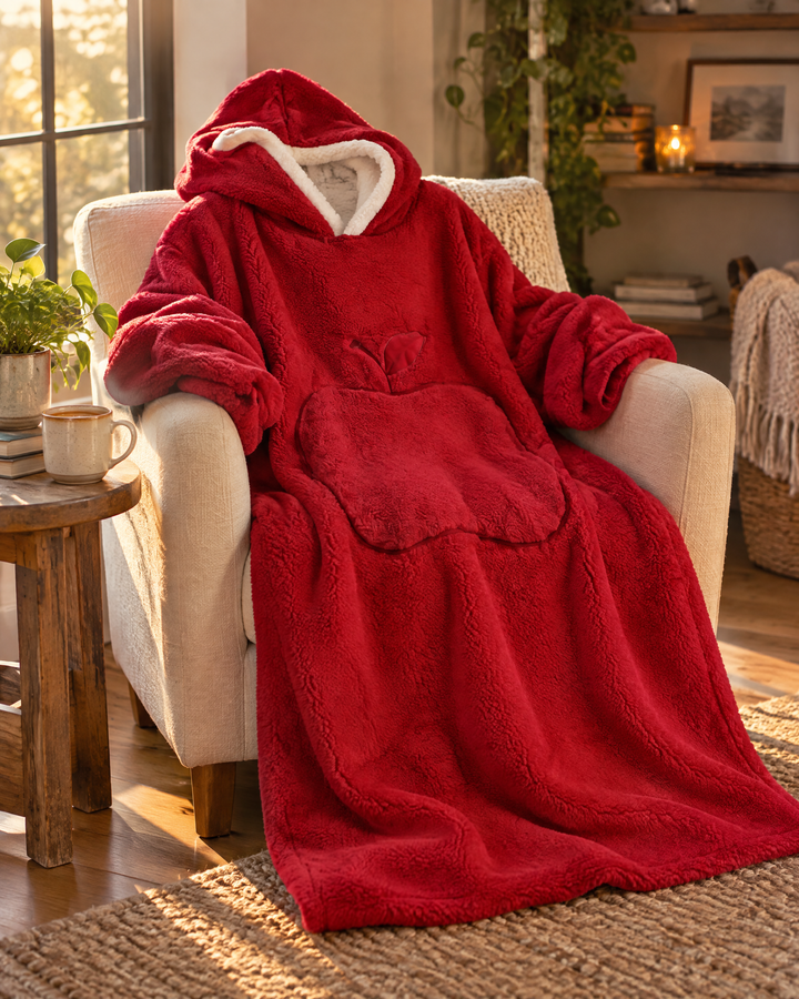 Cosycombe™ Extra-Long Sherpa Hoodie Blanket with Sleeves and Big Pocket